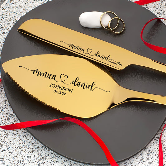 Gold cake serving set - Bridal Shower Gift