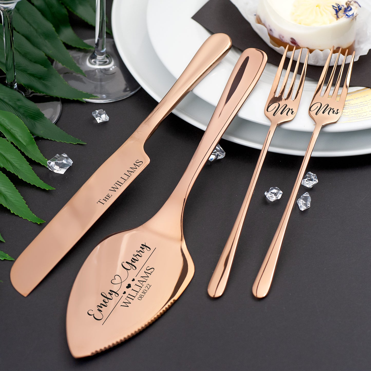 Wedding cake cutting set engraved - Wedding ceremony Cake Cutting Set Server Keepsake gift