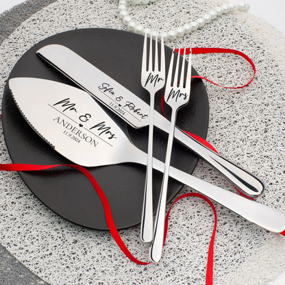 Wedding cake cutting set engraved - Wedding ceremony Cake Cutting Set Server Keepsake gift