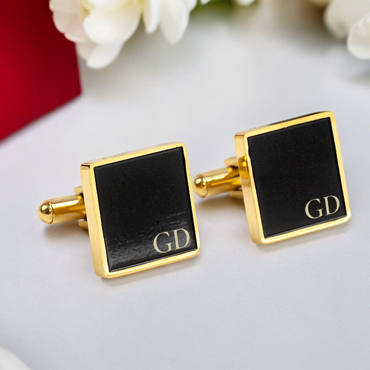 Custom wedding cufflinks - engraved groom gift